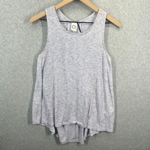 Akemi + Kin Womens Purple Heathered Rib Knit Lace Up Back Tank Top Size M 7269